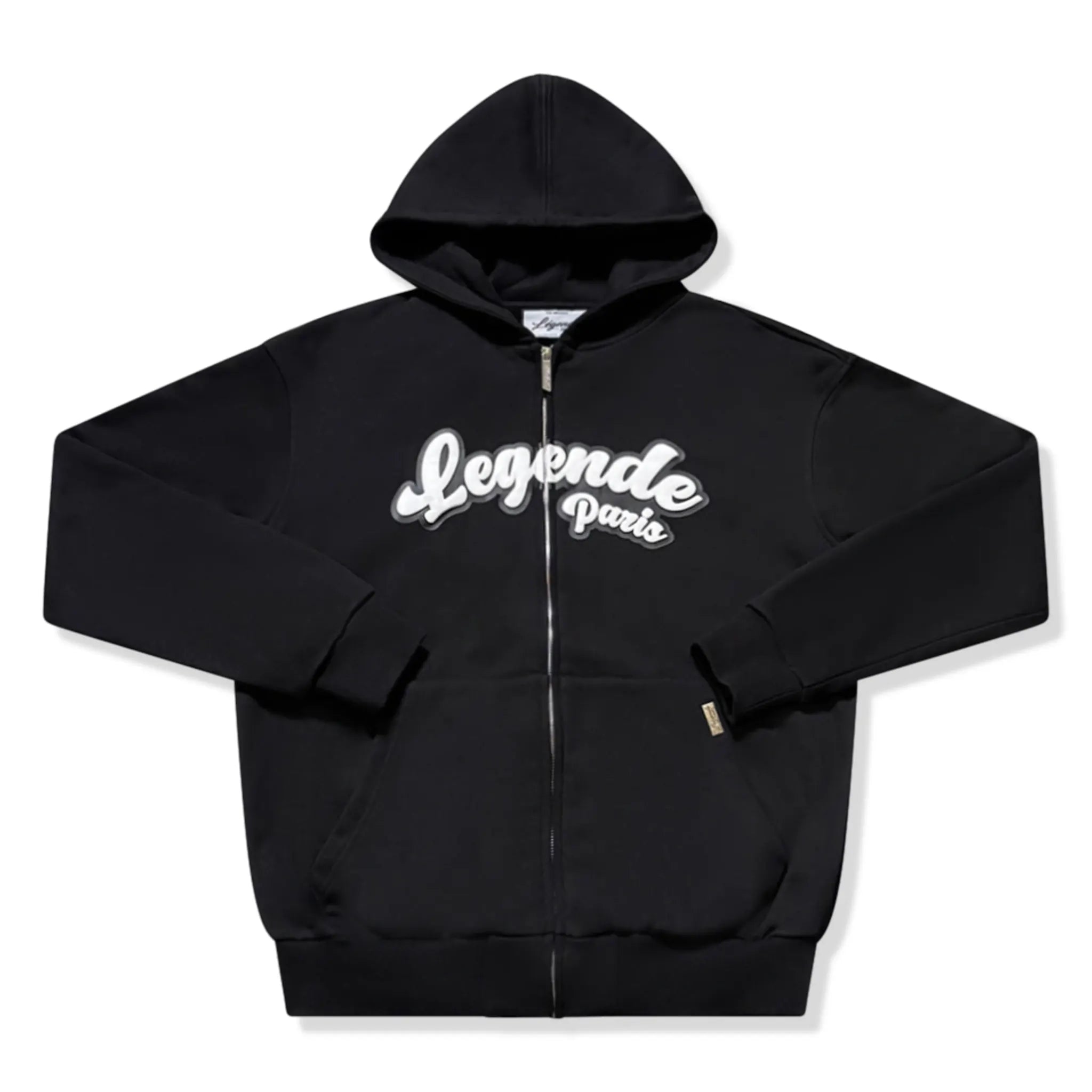 Front View of Légende Paris Gum Logo Black Zip-Up Hoodie LPHOD039